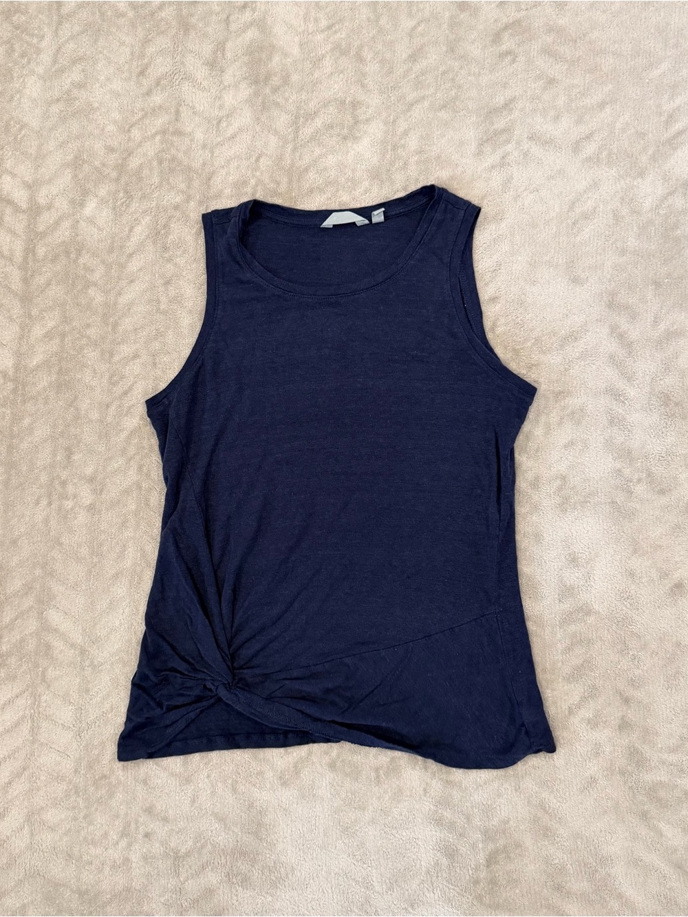 Athleta Navy Blue Sleeveless Tank Top Twist Knot Hem Activewear Size S